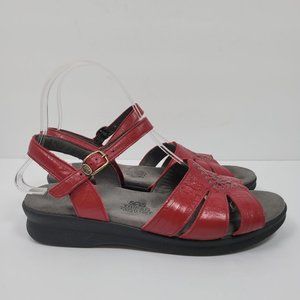 SAS Tripad Comfort Women's Red Leather Strap Sandals US Size 8.5